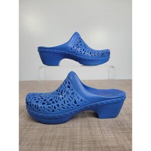Dansko Pippa Blue Laser Cut Floral Filigree Rubber Molded Clogs Mules Womens 39